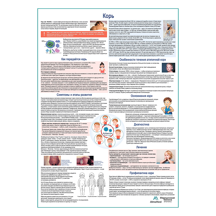 Корь медицинский плакат А1+/A2+