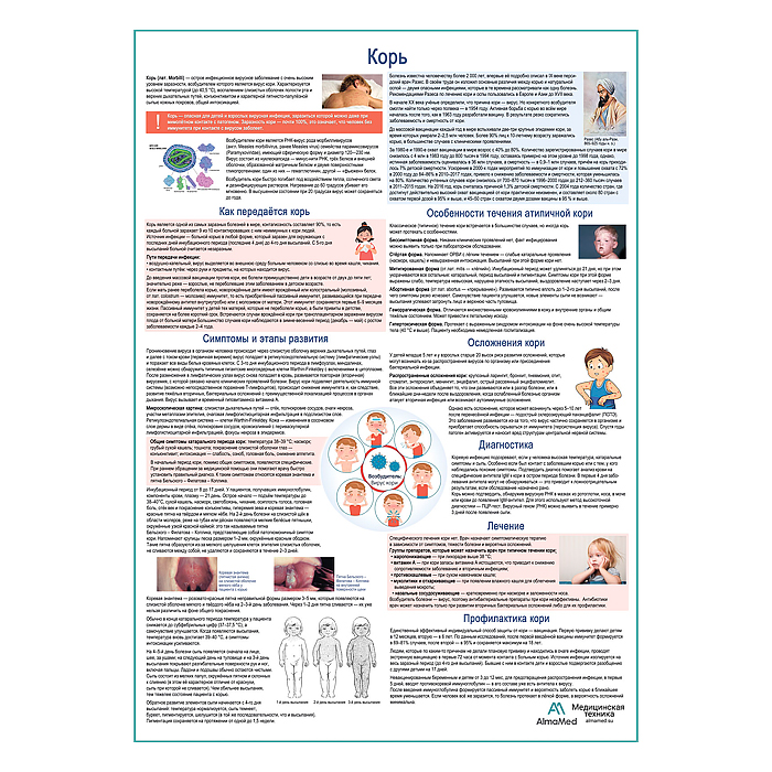 Корь медицинский плакат А1+/A2+