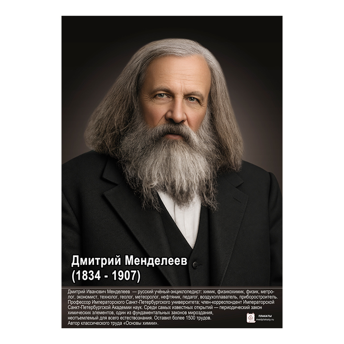 Дмитрий Иванович Менделеев (1834 - 1907) плакат А1+/A2+