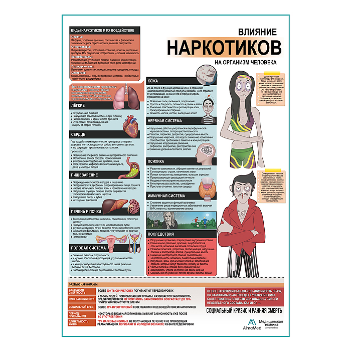 Вред наркотиков для здоровья плакат глянцевый А1+/А2+